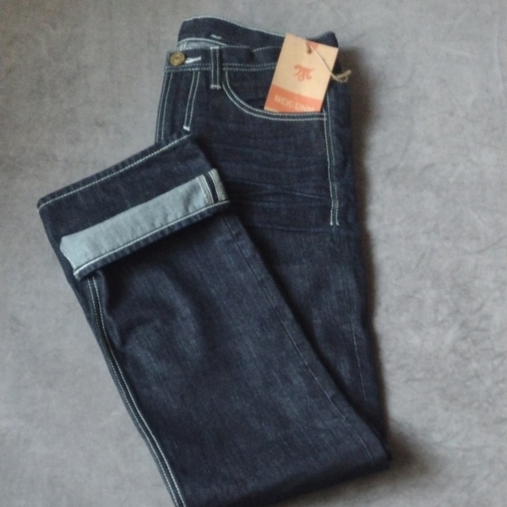 Mek DNM Mens 34/33 Dark Indigo Jeans with Contrast Stitching Sample Piece